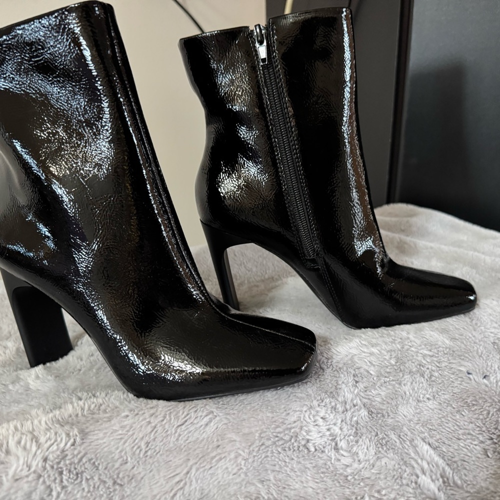 Black Patent Leather Ankle Boots